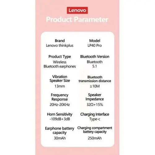 Бездротові навушники Lenovo LP 40 Pro Bluetooth 5.0 - фото 8