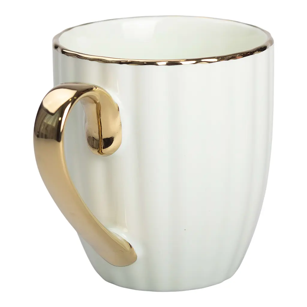 Чашка керамічна Liling Rongxiang Ceramic 420 мл із золотою мятною ручкою RX-N240629M - фото 2
