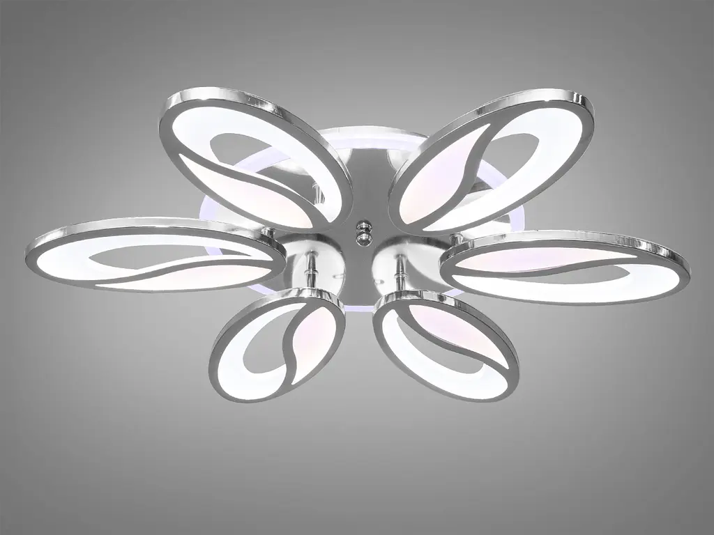 Пристельная плоская лед люстра с пультом, димером, подсветкой, 105W. - фото 3