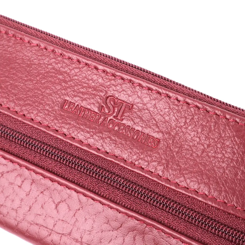 Шкіряна ключниця на блискавці ST Leather 22558 бордова - фото 7
