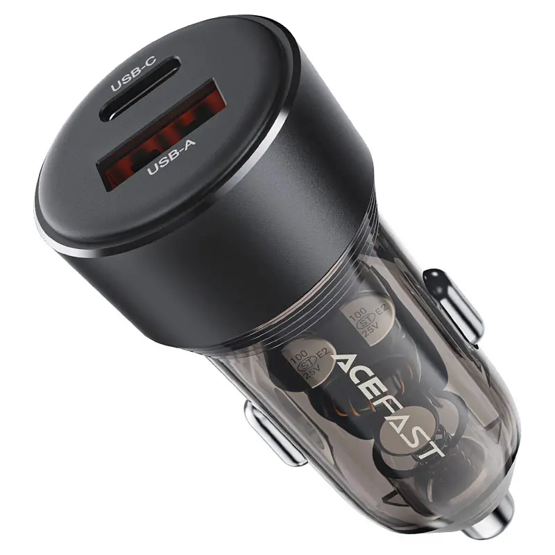 АЗУ Acefast B12 PD30W+QC3.0 total 60W (1USB-A/1C) Black - фото 2