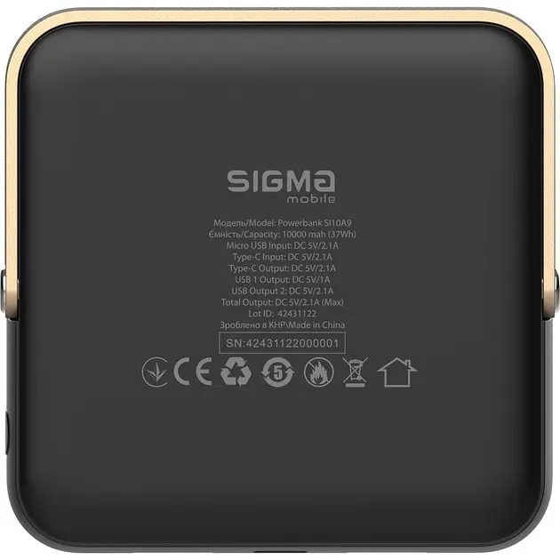 Аккумулятор наружный Sigma X-power SI10A9 10000 mAh LED фонарь - фото 5