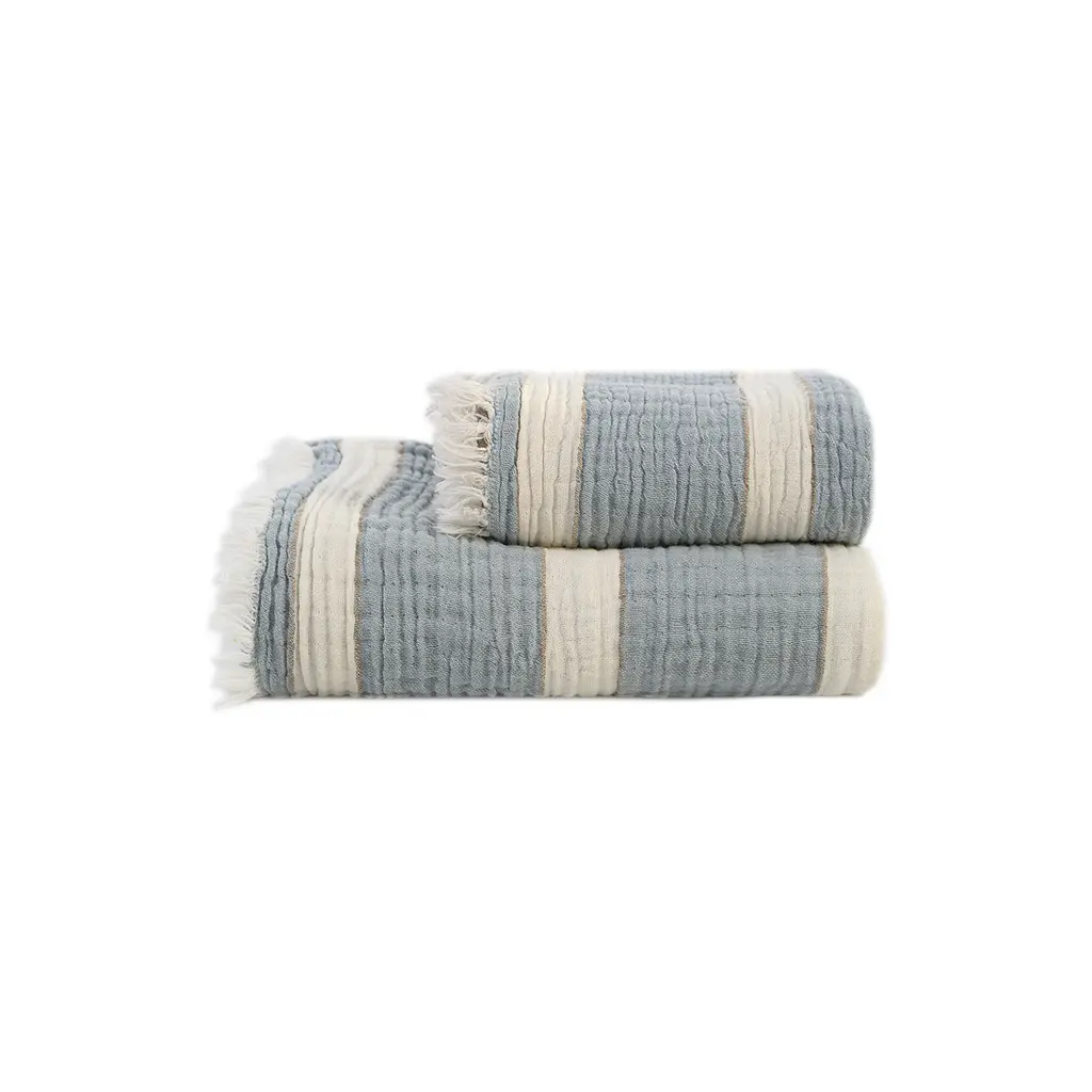 Рушник Lotus Home - Milana muslin lead blue-khaki 80x160 - фото 7