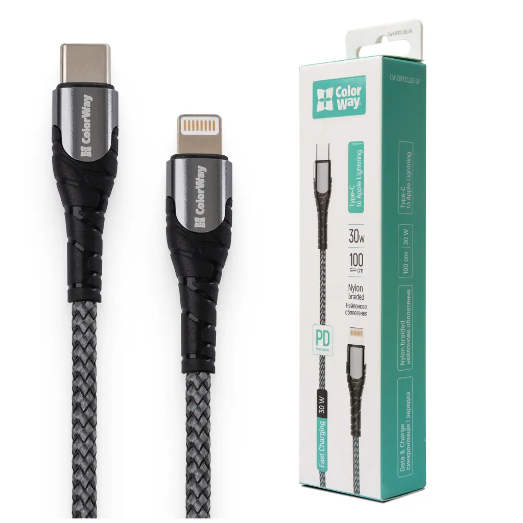 Дата кабель USB-C to Lightning 1.0m ColorWay (CW-CBPDCL033-GR) - фото 11