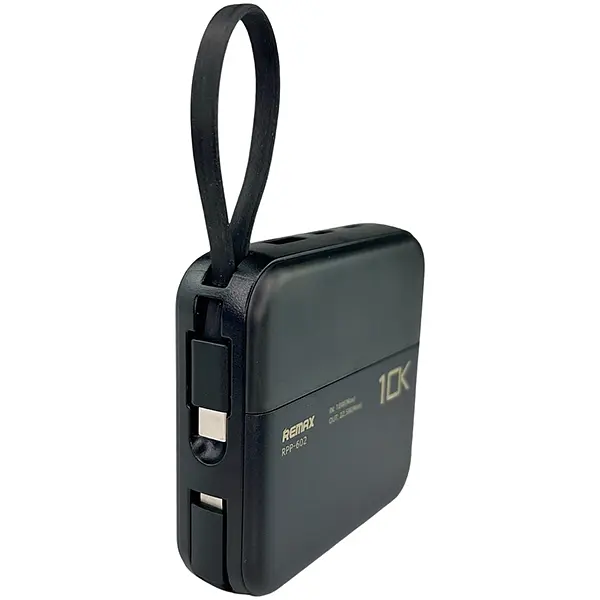 Павербанк Remax RPP-602 / 10000 мАг / до 22.5 Вт / USB-A, USB-C, Lightning / PD + QC / З кабелем / Чорний - фото 3