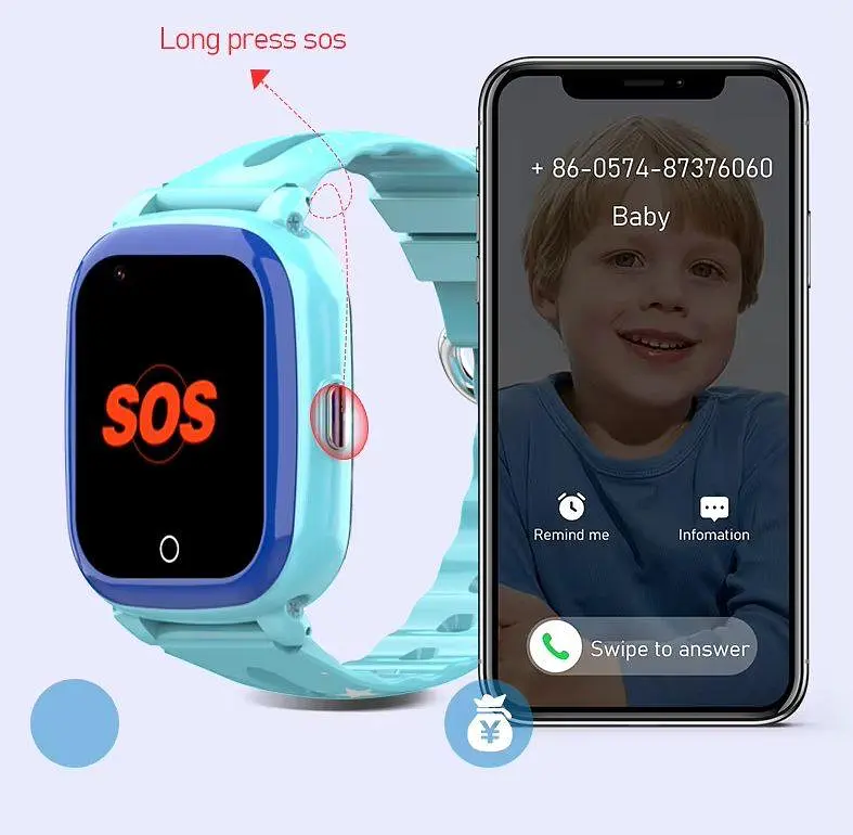 Розумний дитячий годинник Lemfo D16 з 4G SIM-картою, HD відеодзвінками, прослуховуванням та IP67 вологозахистом Синій - фото 6