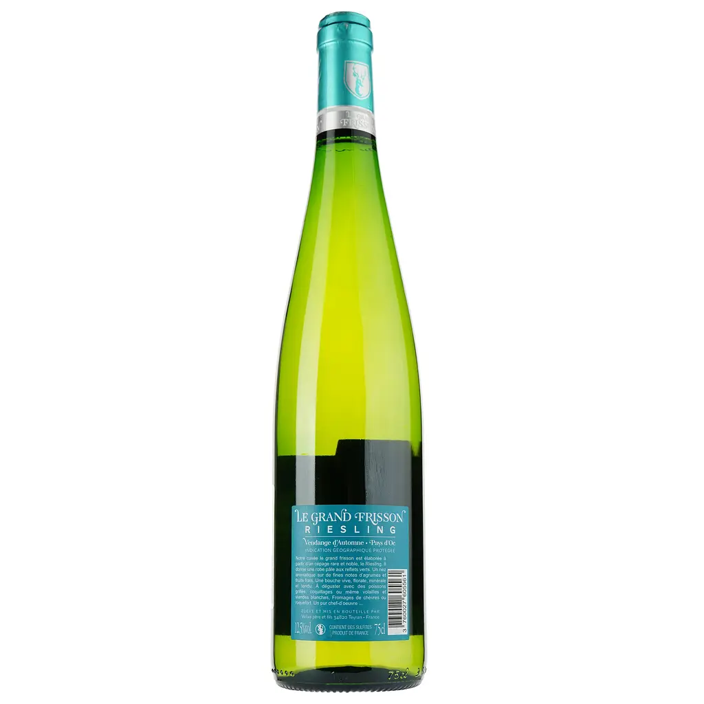 Вино Le Grand Frisson Riesling IGP Pays D'Oc, біле, сухе, 0,75 л - фото 2