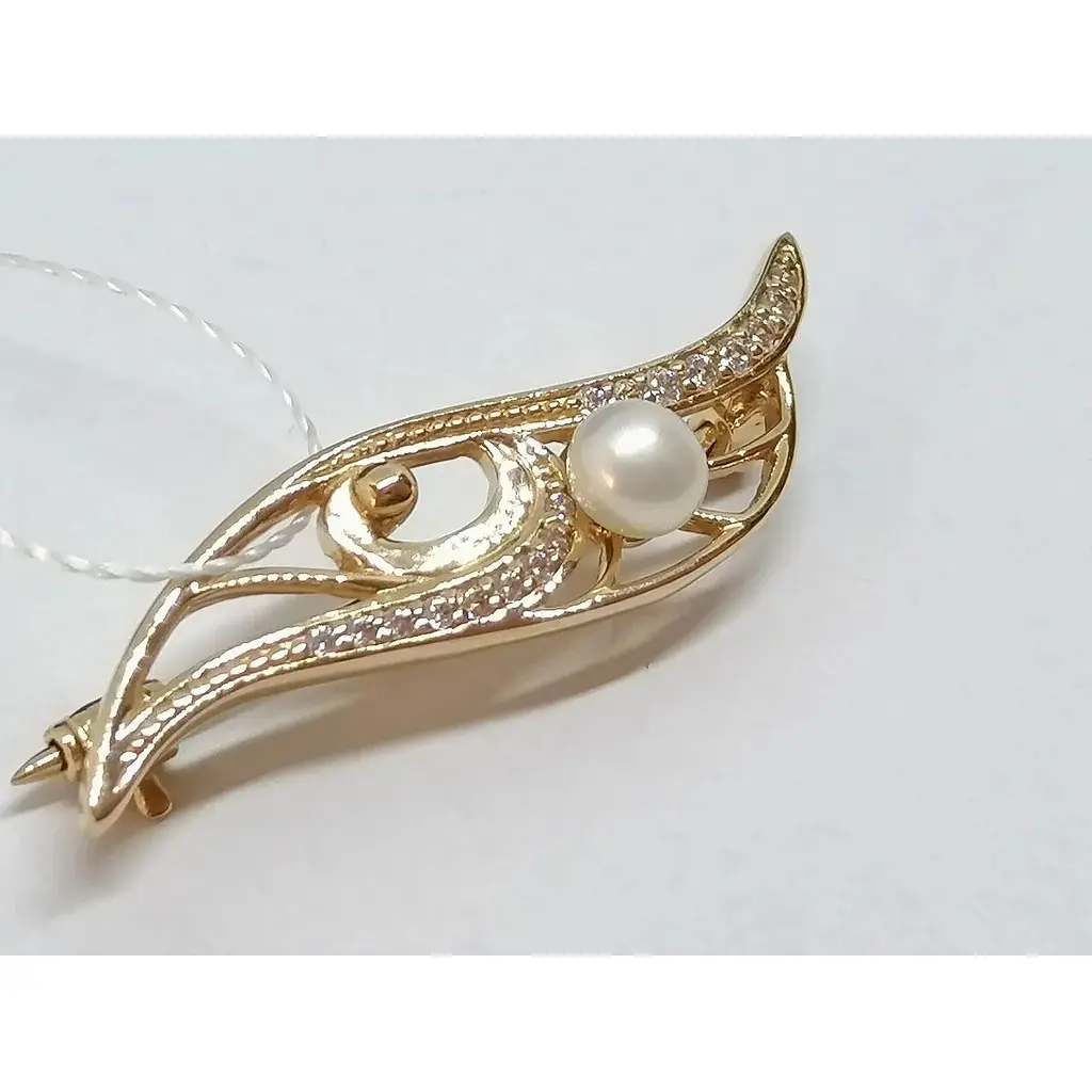 Золота брошка Імперія золота з перлами і фіанітами. БШ250И - фото 3