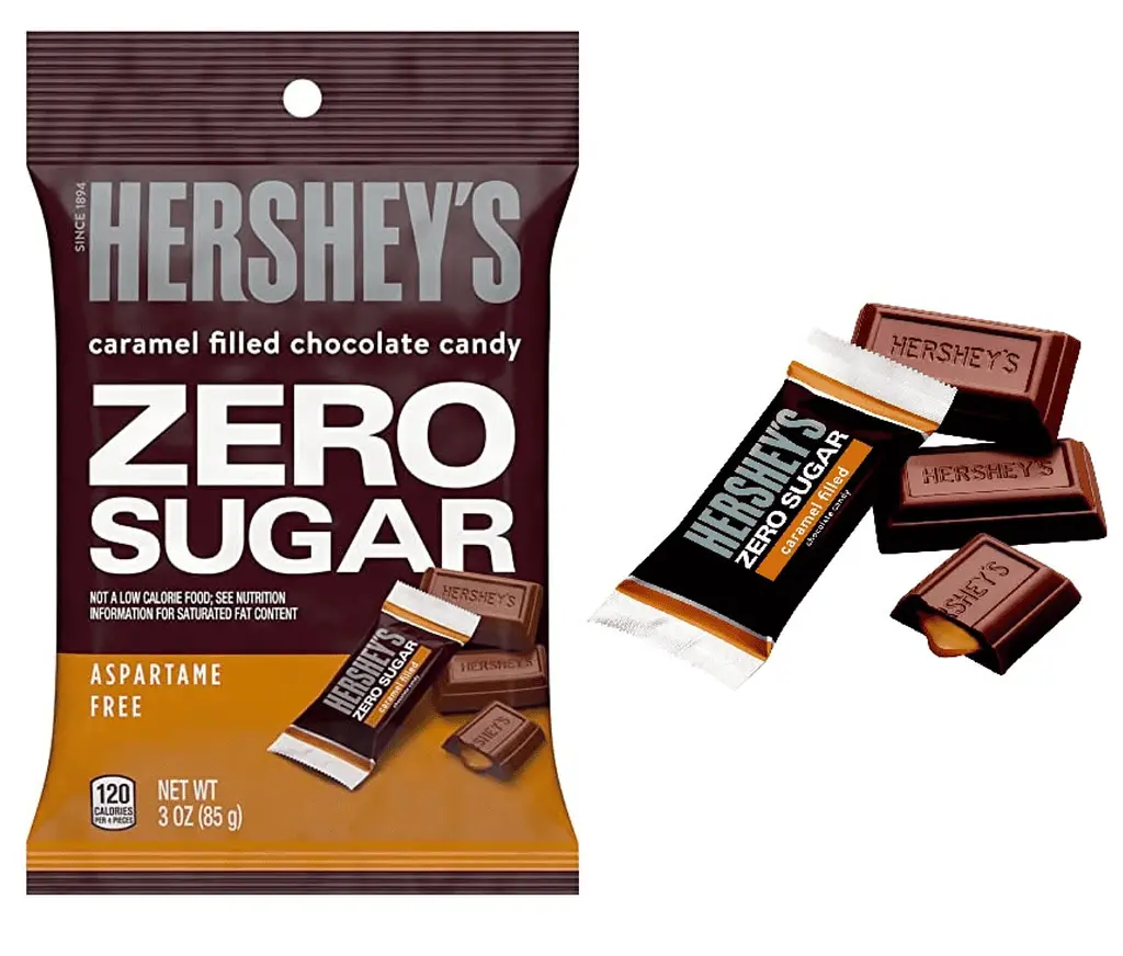 Шоколадні цукерки Hershey's Zero Sugar Caramel Filled Chocolate Candy 85г - фото 3