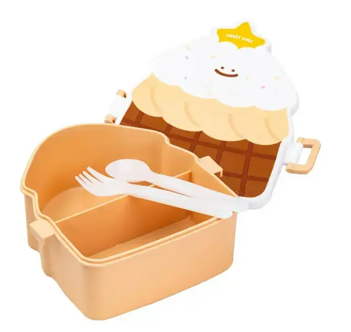 Ланч-бокс детский со столовыми приборами Cake 20х18х8 см, шоколад TS Kitchen HP12271BR - фото 3