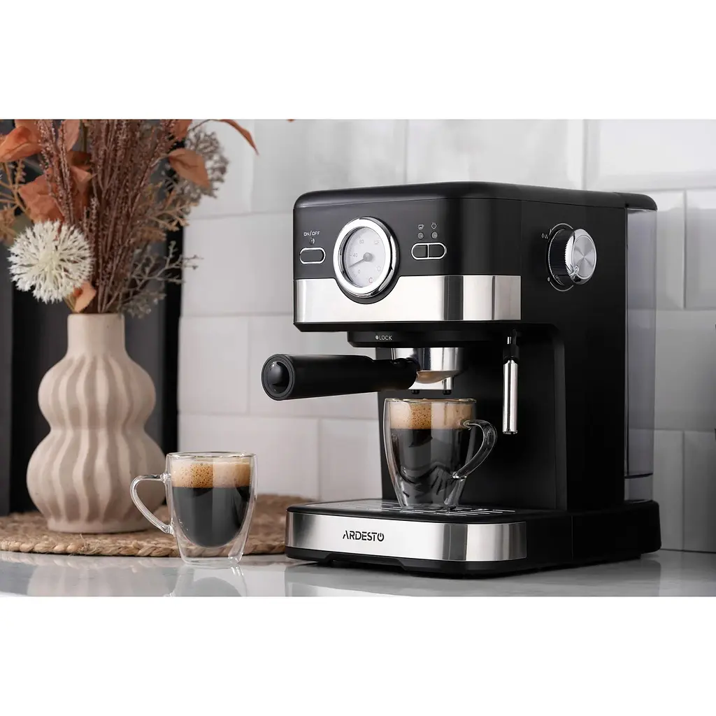Кавоварка Ardesto рожкова 1.5л мелена чорно-срібляста - фото 4