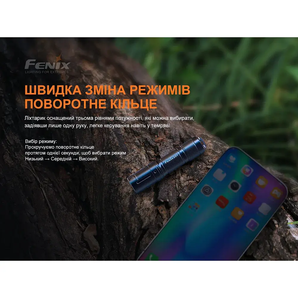 Ручний ліхтар Fenix алюмінієвий, 67х14х15 мм, блакитний - фото 6