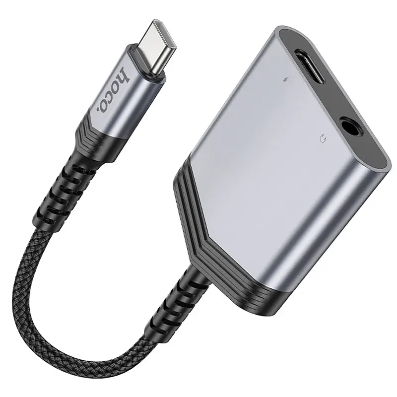 Перехідник Hoco LS 39 Type-C to Type-C + 3.5 mm Metal gray - фото 4