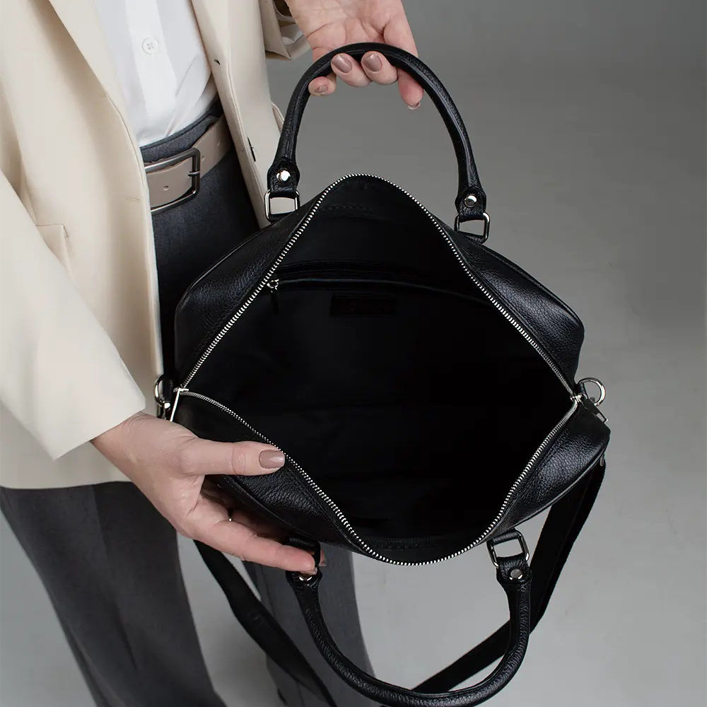 Сумка-портфель для ноутбука и документов кожаная А4 Virginia Conti M01287_f  черная - фото 3