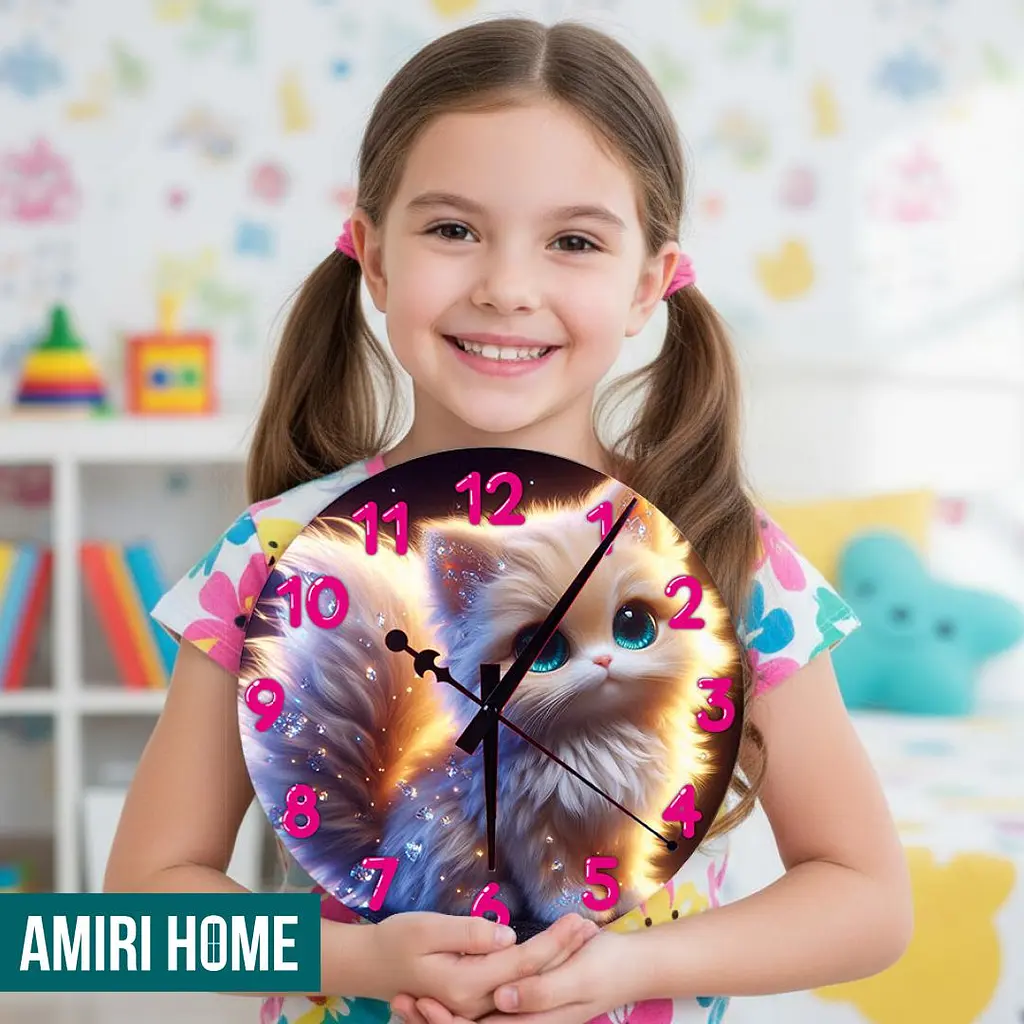 Настенные часы AMIRI HOME Белый котик 28 см бесшумный без стекла VG1010 - фото 3