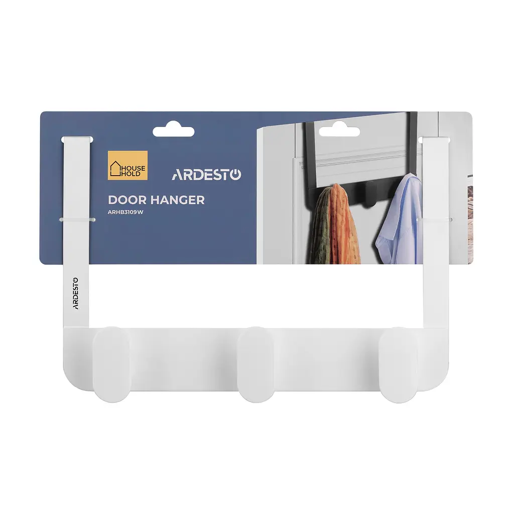 Дверная вешалка Ardesto Minimalism на 3 крючка белая 30 x 3 x 20 см (ARHB3109W) - фото 2