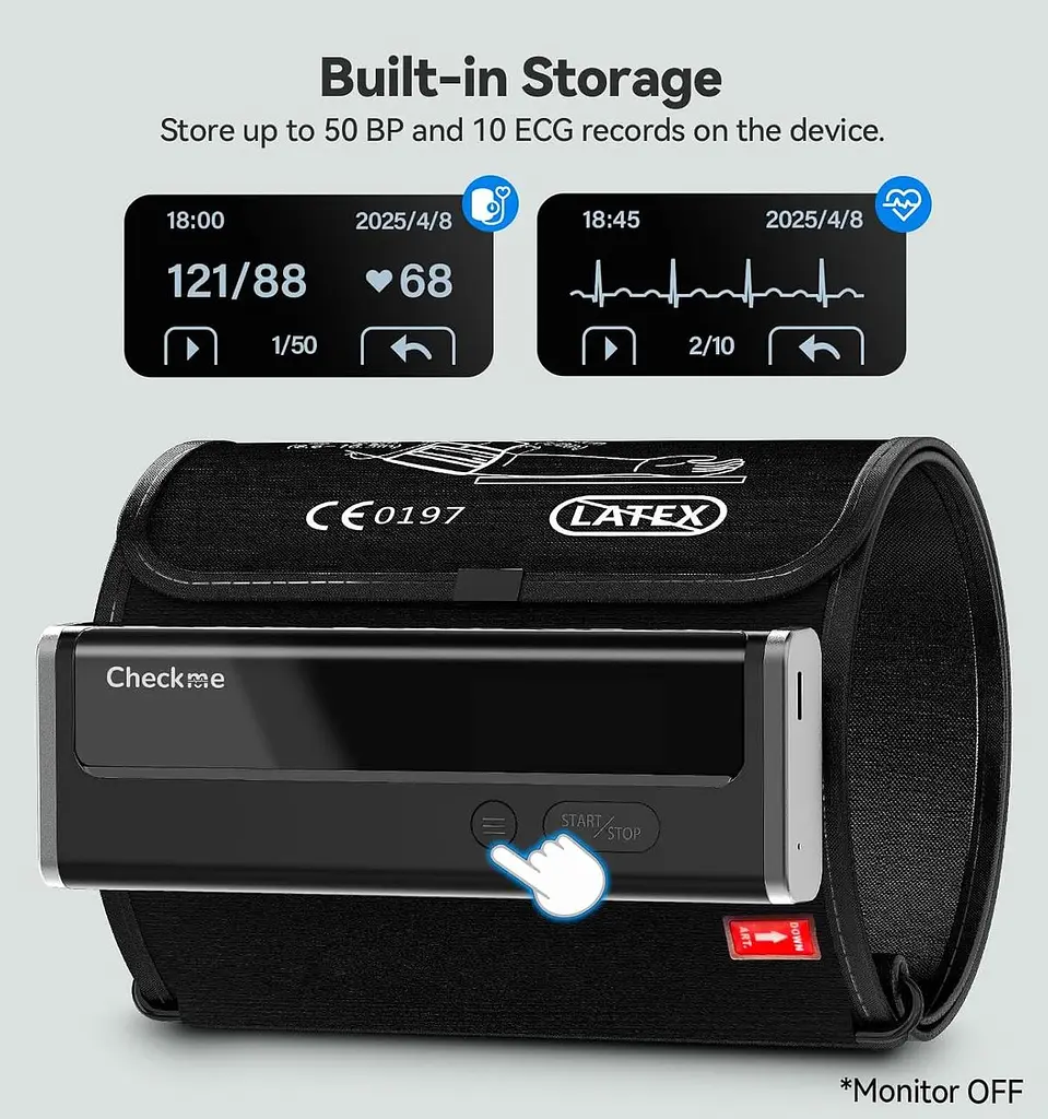 Машина для вимірювання артеріального тиску для дому Checkme BP2 WiFi з ЕКГ, Bluetooth-монітор - фото 7