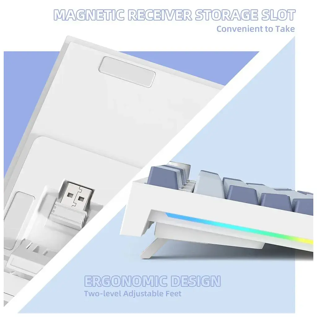 Клавіатура Attack Shark K86 RGB Wireless/Bluetooth/USB UA Retro Grey (K86MN_AS) - фото 9