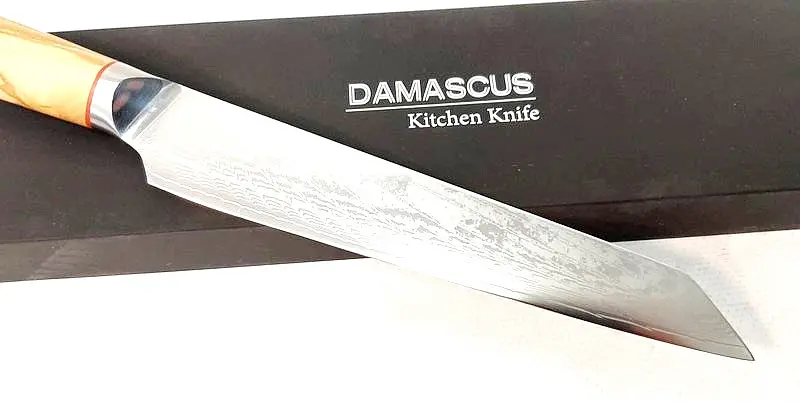 Ніж слайсер Damascus DK-OK 4003 AUS-10 дамаська сталь 67 шарів лезо 20 см - фото 9