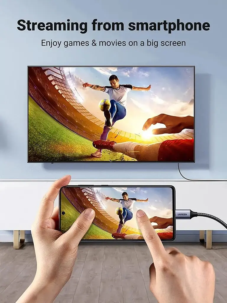 Кабель UGREEN MM 142 USB-C to HDMI Male to Male Cable Aluminum Shell 1.5 m (Gray Black)(UGR-50570) (UGR-50570) - фото 3