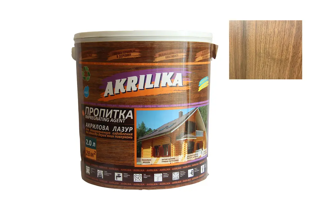 Акрилова лазур для дерева Impregnant Agent Akrilika горіх 2 л - фото 2