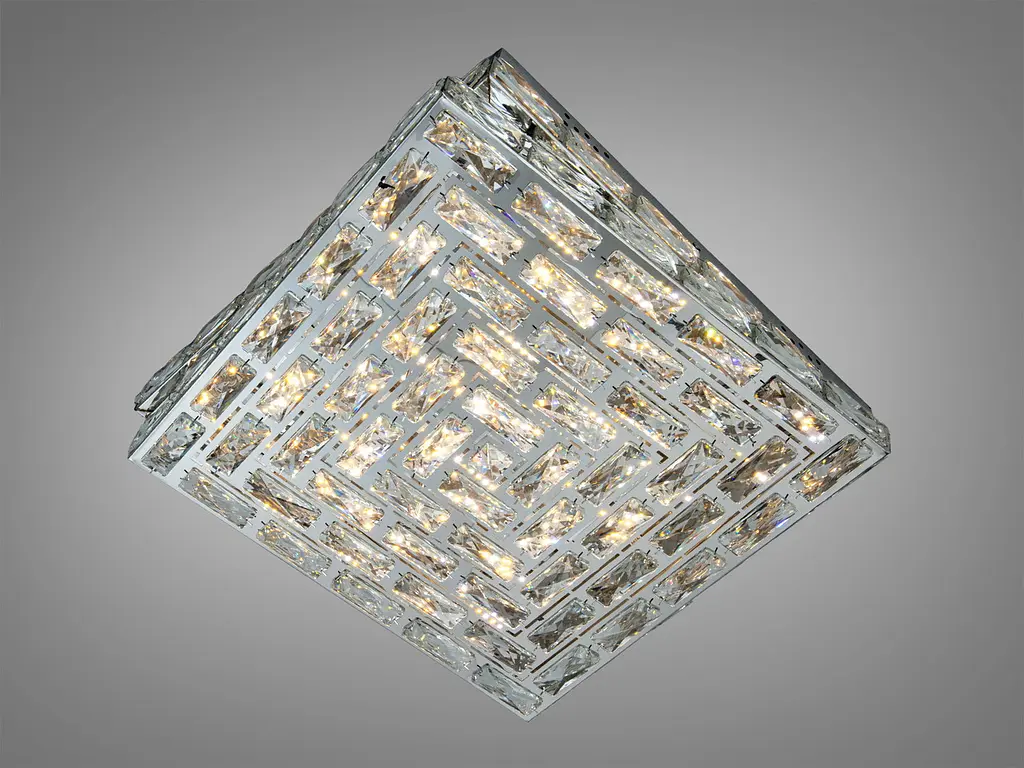 Елегантна кришталева стельова LED-люстра квадратної форми Diasha 7737/500x500CH, 82W, 4510 lm - фото 4