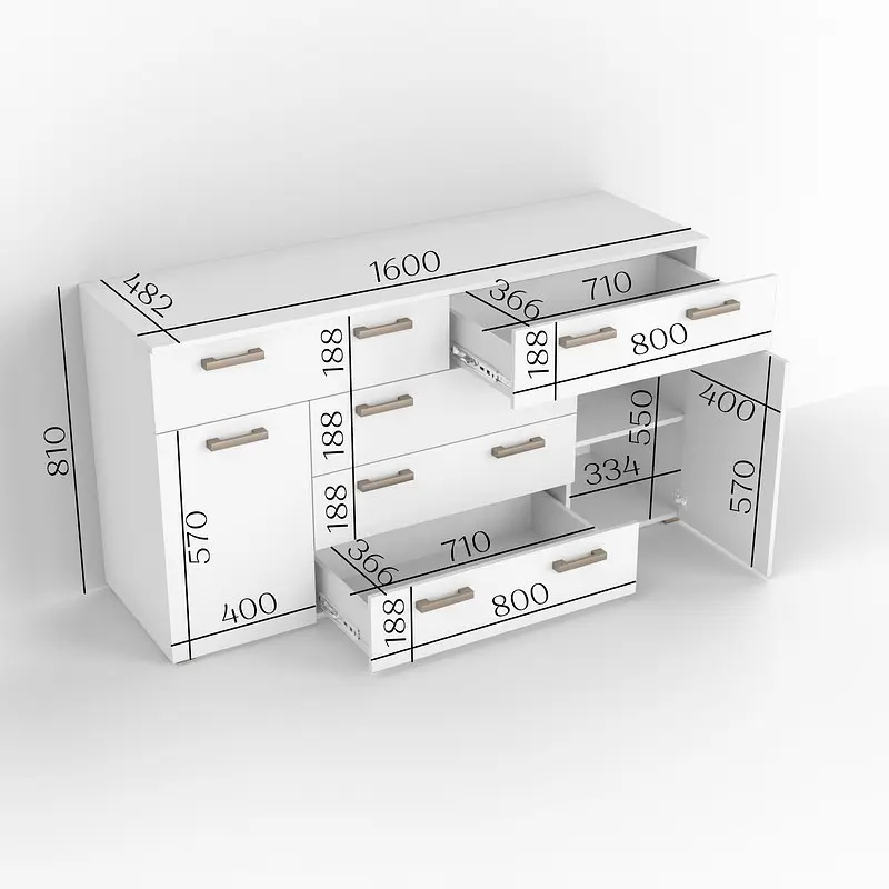 Комод на 5 шухляд з дверима Idea ТКБ-377.2 Білий - фото 4