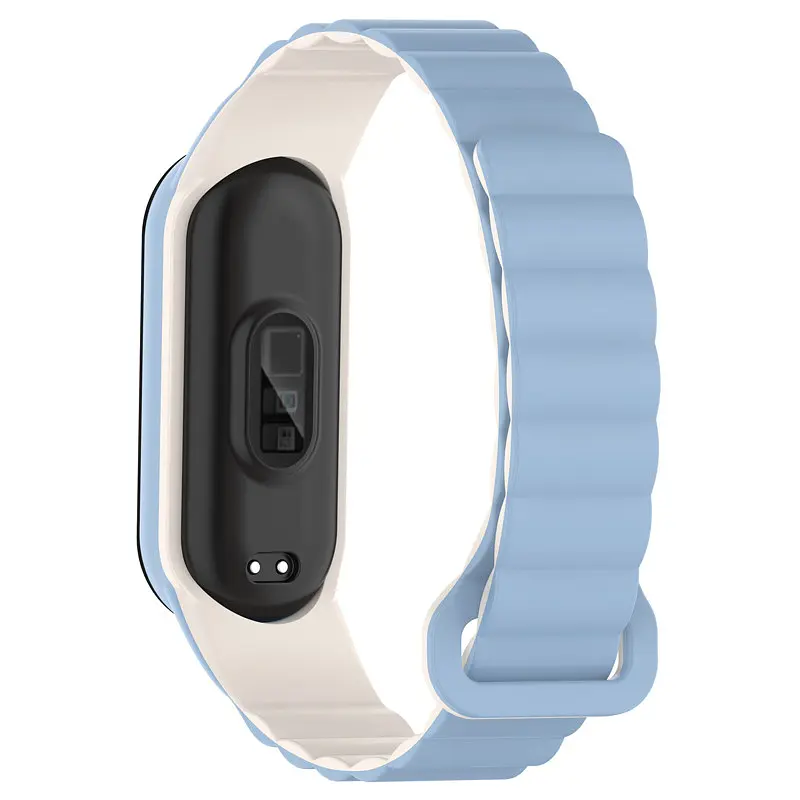 Ремінець Dual-color Magnetic для Xiaomi Mi Band 7/6/5/4/3 Lilac Blue / White - фото 2