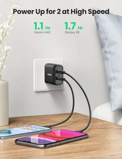 Зарядний адаптер блок живлення Ugreen CD161 2*USB 36 W Fast Charger (10216) чорний - фото 2