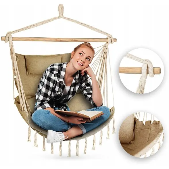 Бразильське крісло - гамак Outtec Boho Sois XXL бежеве - фото 2