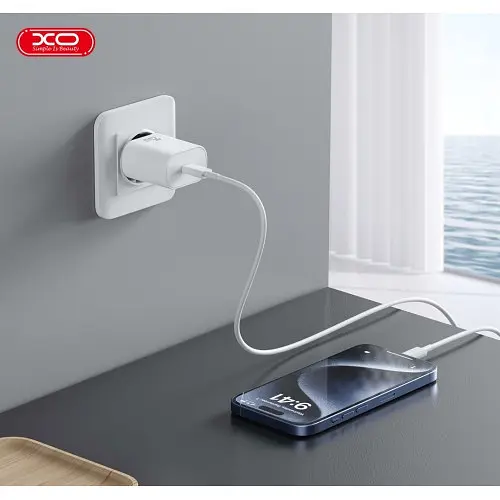 Сітчасте зарядне пристрій XO CE25 PD25W USB-C Fast Charger Білий - фото 3