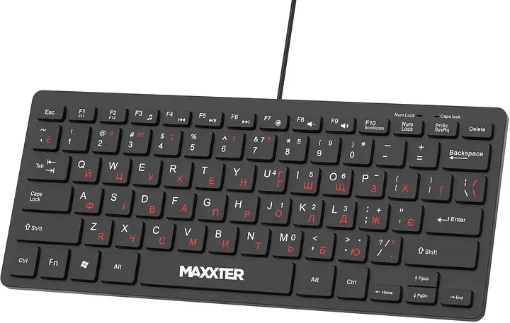 Клавіатура дротова Maxxter KBM-C01B-UA (USB, mini) Black - фото 2