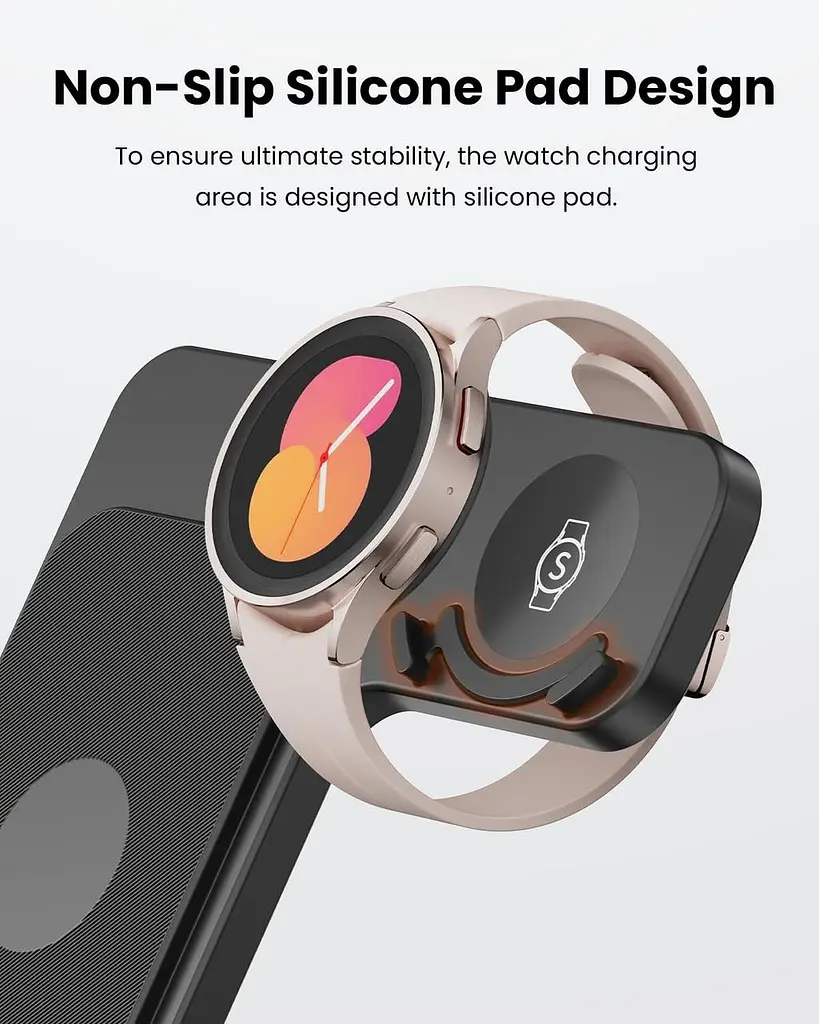 Складана бездротова зарядна станція GEEKERA 3-в-1 для Samsung Galaxy, Watch і Buds - фото 3