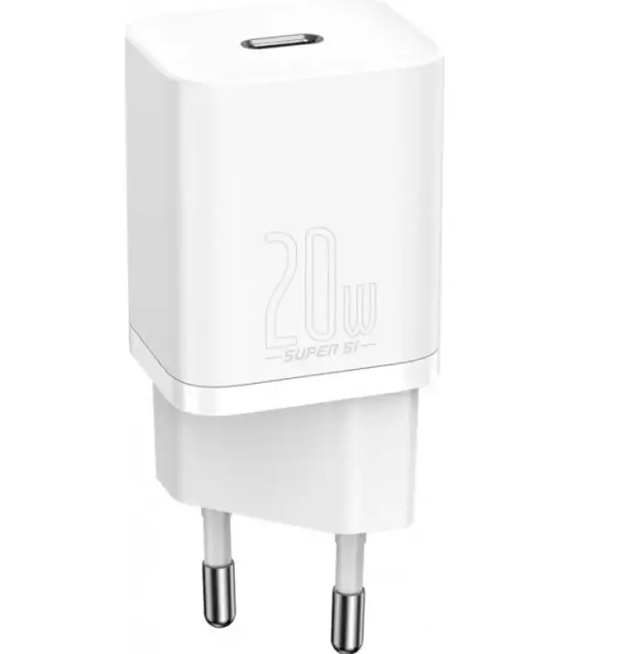 МЗП Baseus Super Si Quick Charger Type-C 20W EU with Cable Type-C to Lightning 1m Sets White - фото 3