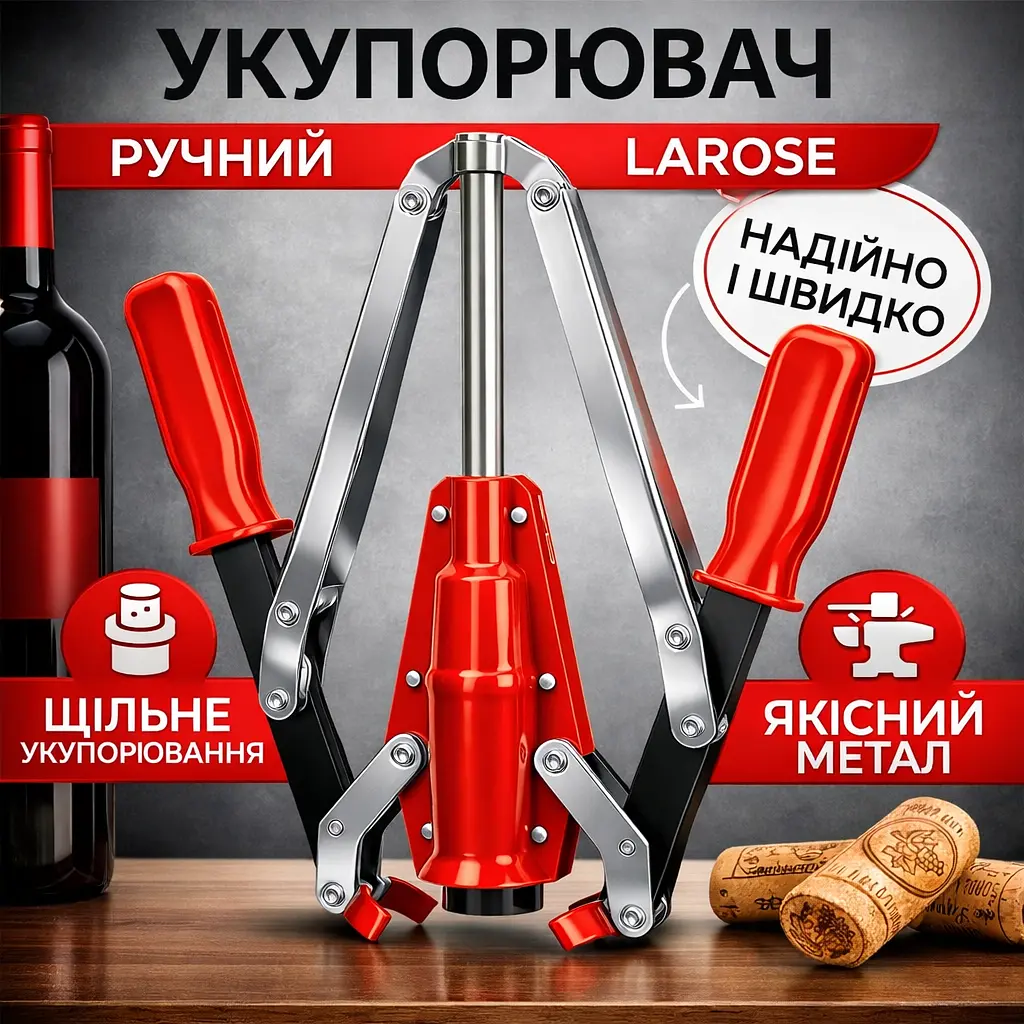 Укупорювач коркових пробок, двоважільний металевий - фото 2