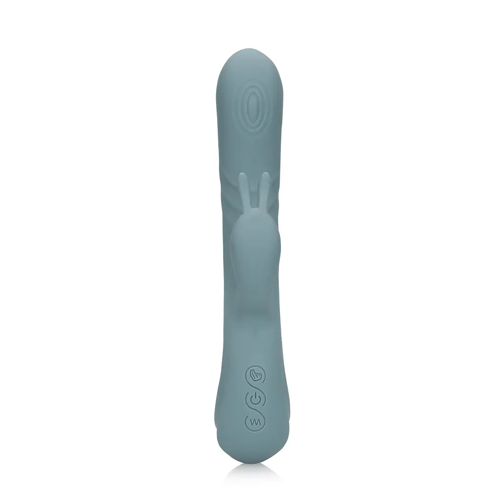 Вібратор-кролик Loveline сірий з функцією імітації фінгерінгу подвійна стимуляція точка G та клітора - фото 7