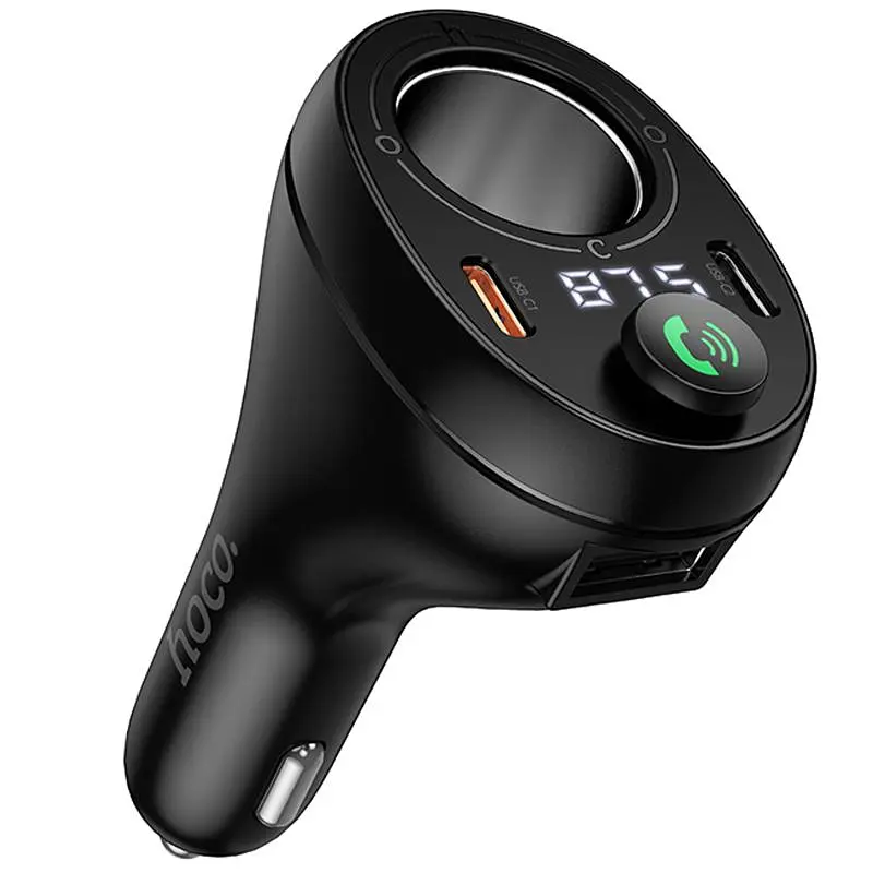 АЗП FM модулятор E88 Star прикурювач+PD20W+QC3.0 120W (2USB-C) Black Hoco teh0029940
