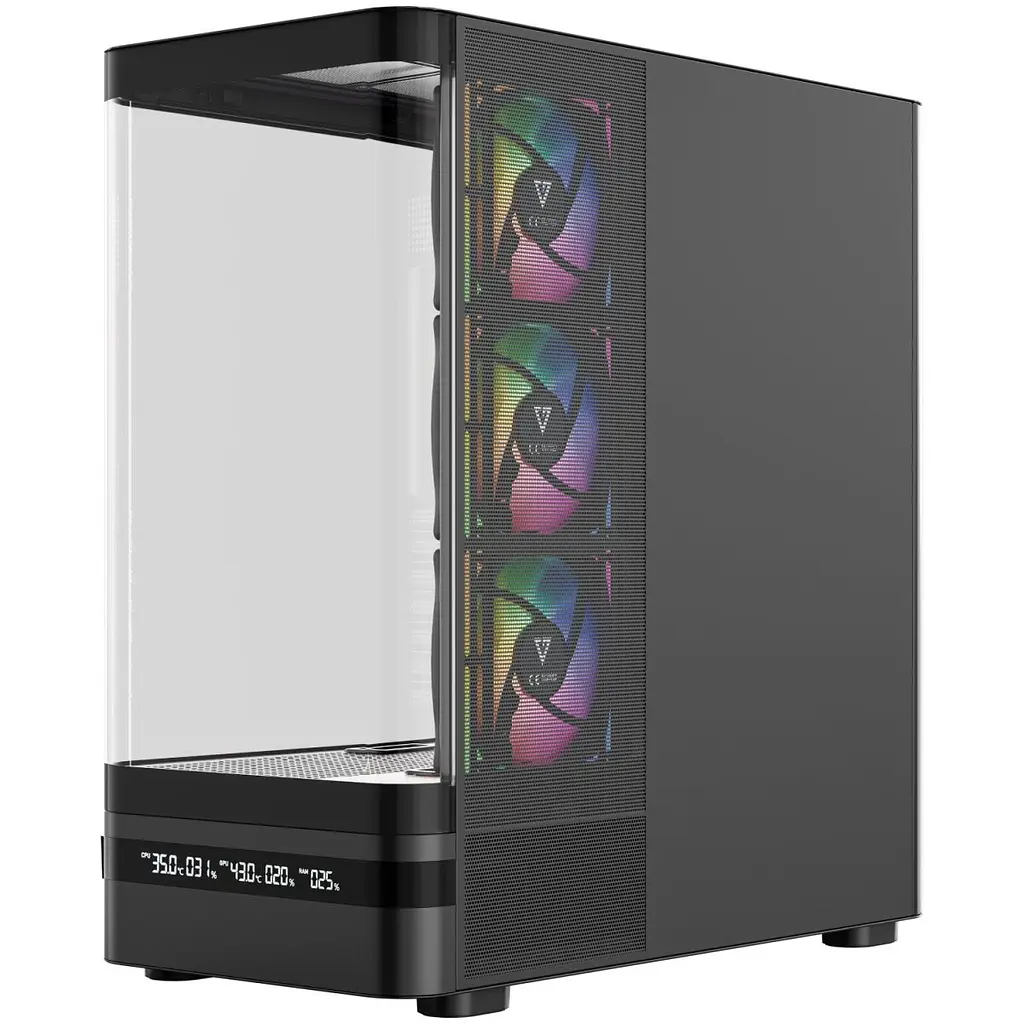 Корпус Modecom VOLCANO AQ200 ARGB MIDI FRONT LCD, 4x120 мм fans BLACK без БЖ ATX (MC-A-AQ200-4FA-B) - фото 10