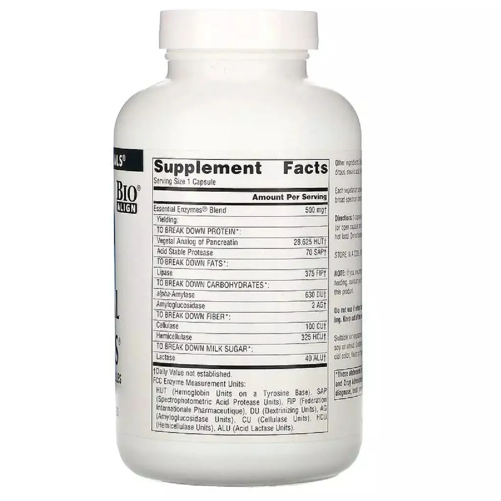Ефірні Ензими 500 мг Daily Essential Enzymes Source Naturals 120 вегетаріанських капсул - фото 2