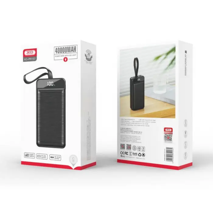 Зовнішній акумулятор Power bank XO PR157 400000mAh PD22,5W + швидке заряджання батарея заряджання Чорний - фото 4