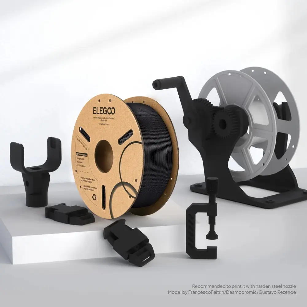 Пластик (Filament) ELEGOO PLA-CF 1кг, 1.75мм, з вуглецевим волокном, чорний - фото 4