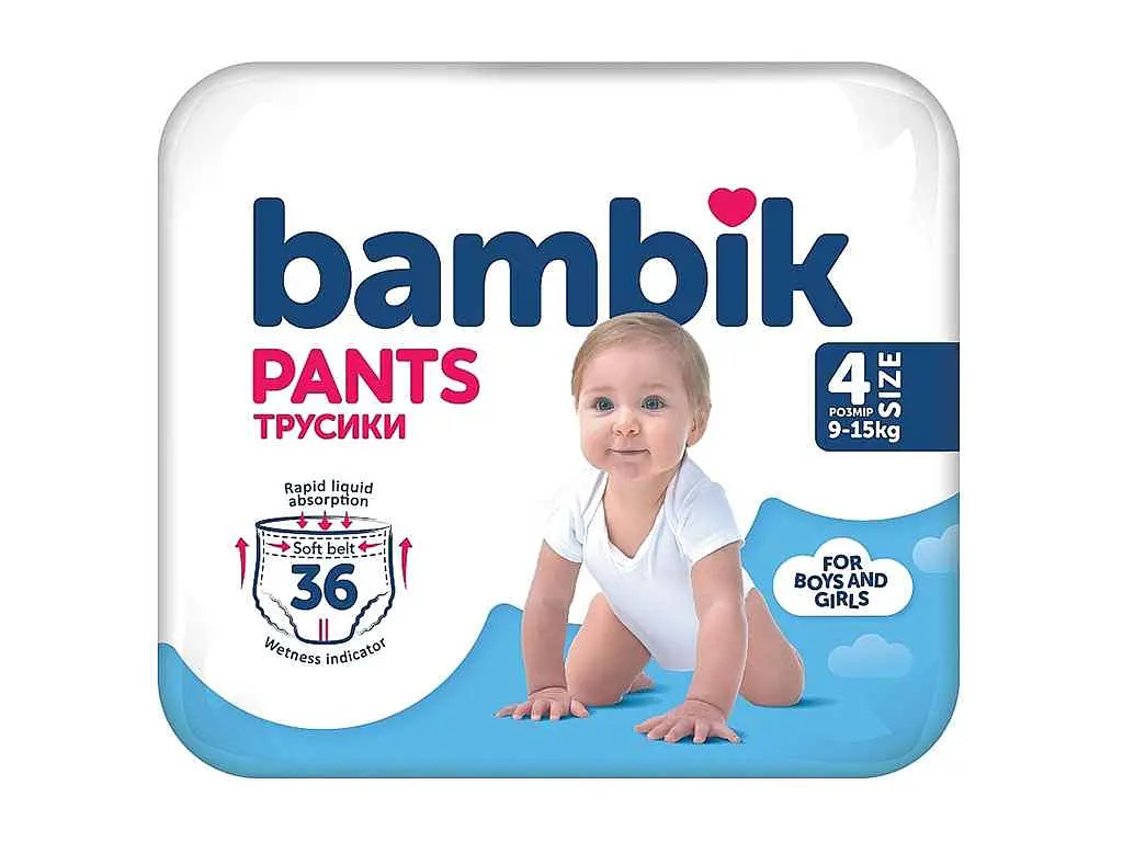 Підгузки-трусики BAMBIK №4 36шт дитячі (9-15кг)