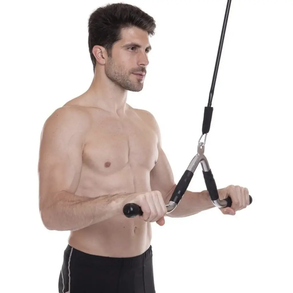 Ручка для тяги York Fitness V-подібна багатофункціональна з гумовими рукоятками, хром - фото 9