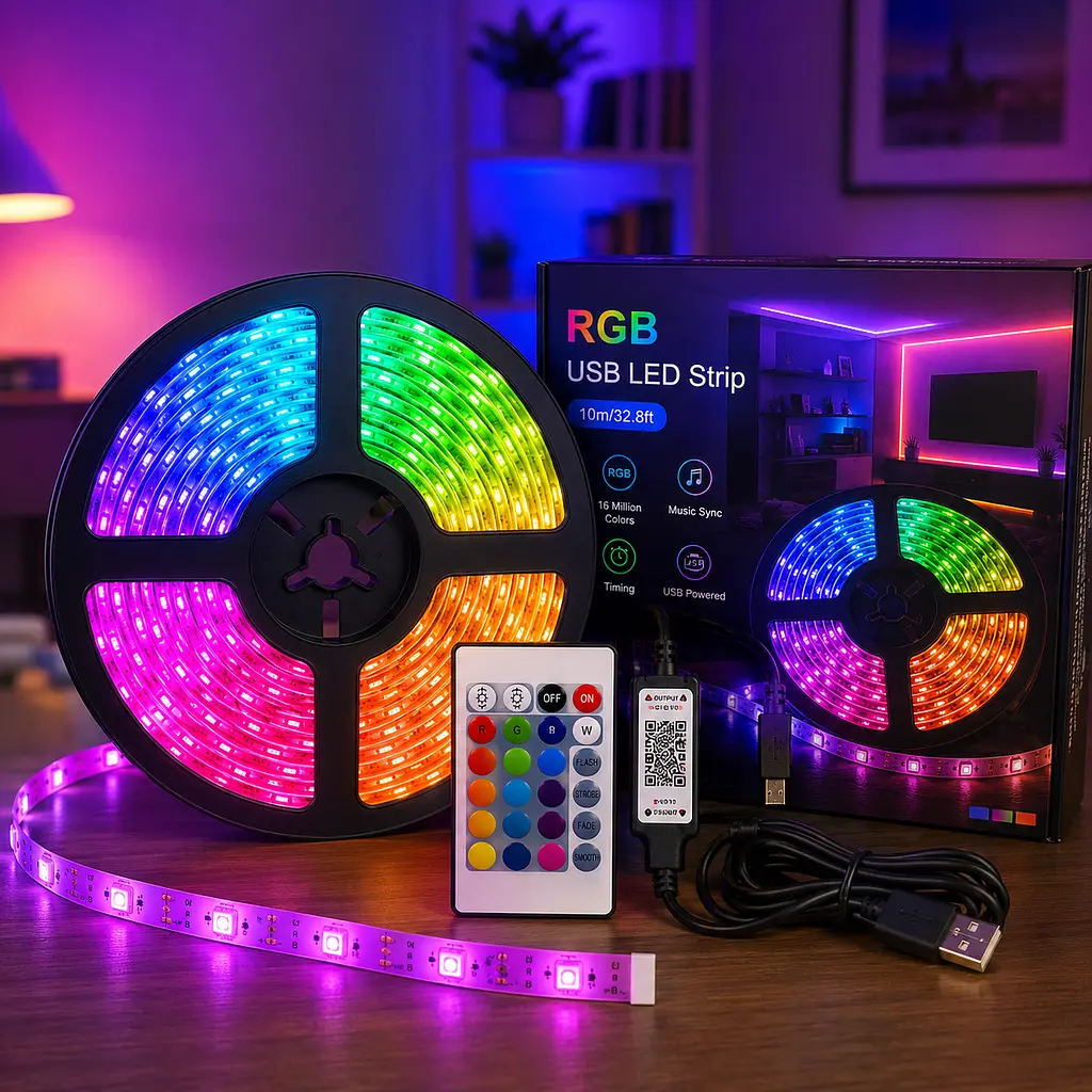 Гнучка світлодіодна стрічка RGB USB 20 м / RGB стрічка / USB LED стрічка + пульт - фото 3
