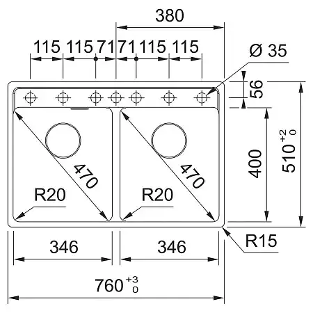 Кухонная мойка Franke Maris MRG 620 TL (114.0720.009) гранитная - врезная - Чёрный матовый - фото 2