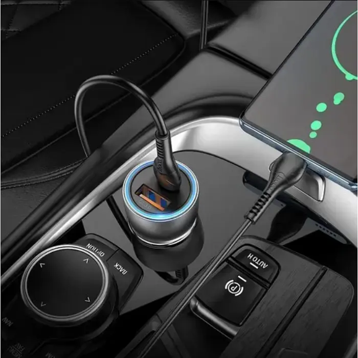 Автомобільний зарядний пристрій 43 W, PD25W+QC3,0, Hoco NZ8/АЗП-адаптер із підсвіткою - фото 5