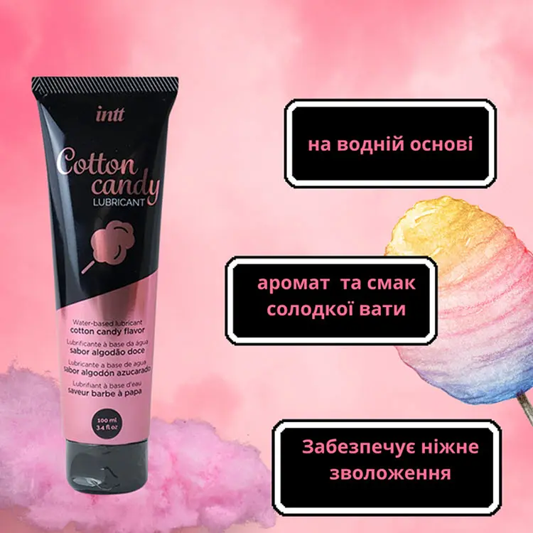 Лубрикант на водній основі Intt Cotton Candy зі смаком солодкої вати 100 мл (ROZ6501052035) - фото 2