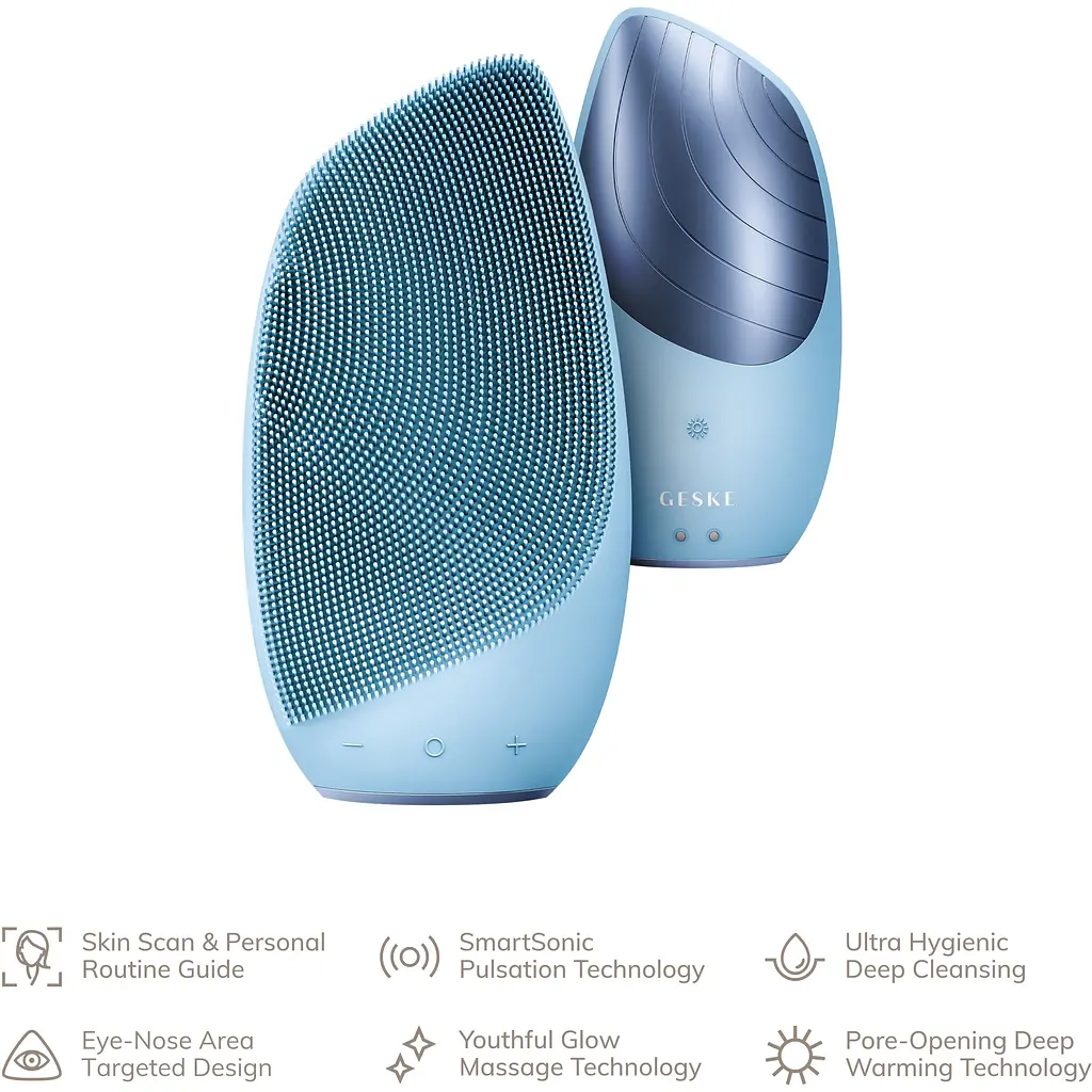 Термо щетка для лица Geske Sonic Thermo Facial Brush 6 в 1 электронная звуковая аквамарин - фото 4