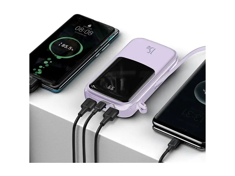 Зовнішній акумулятор (Power Bank) BASEUS Qpow Digital Display 10 000 mAh iP Edition 2022 15W Purple (PPQD050105) - фото 5