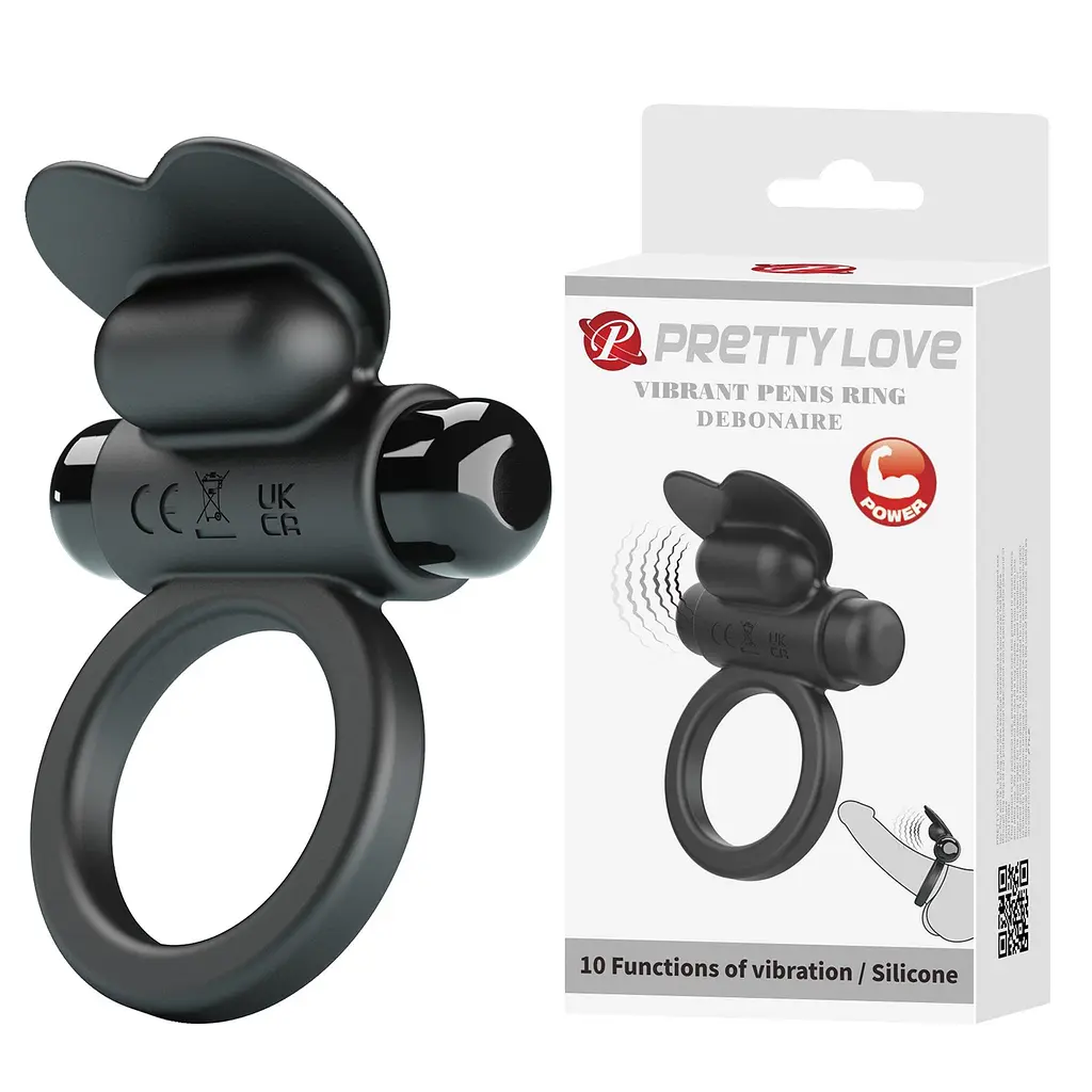 Віброкільце Pretty Love Vibrant Penis Ring Debonaire 8.5 см чорний - фото 2